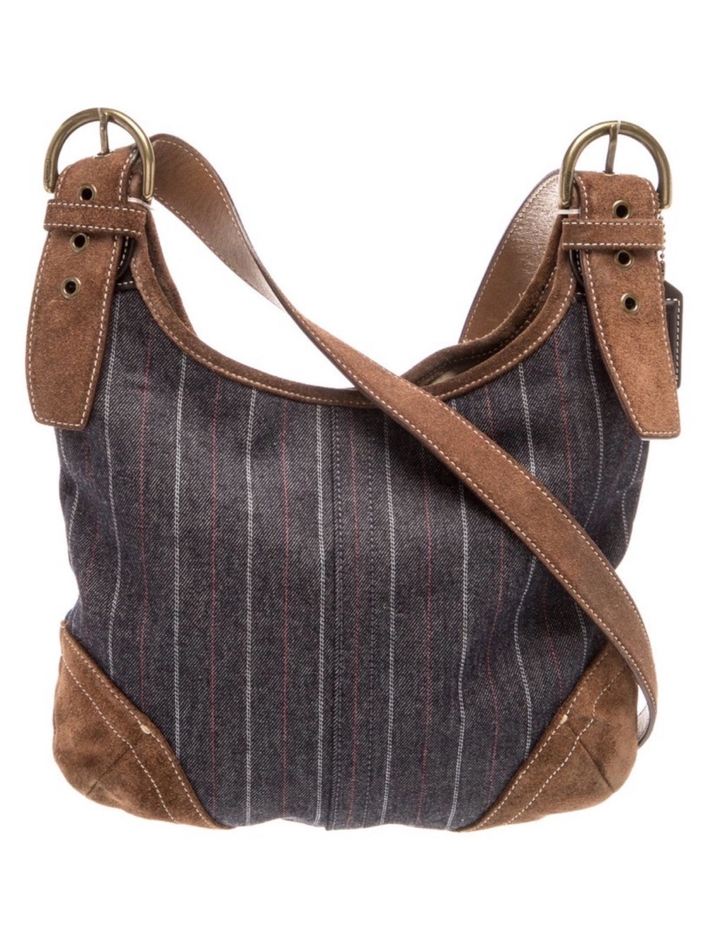Rare Coach Denim & Brown Suede Y2K Shoulder Bag